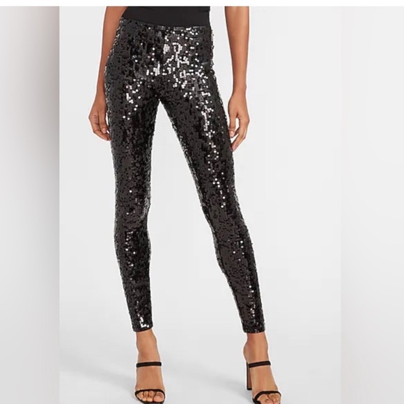 Express Sequin Black High rise Leggings - Picture 1 of 2